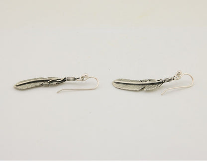 Navajo Eagle Feather Dangle Earrings 925 Silver Native American Artist C.80's