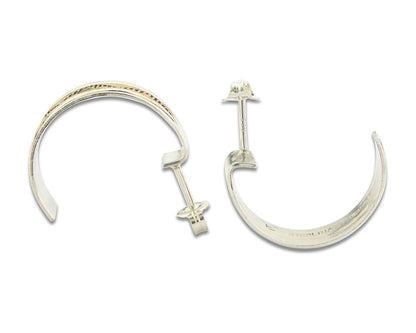 Navajo Hoop Earrings 925 Silver & Gold Artist Signed Randall Endito C.80's