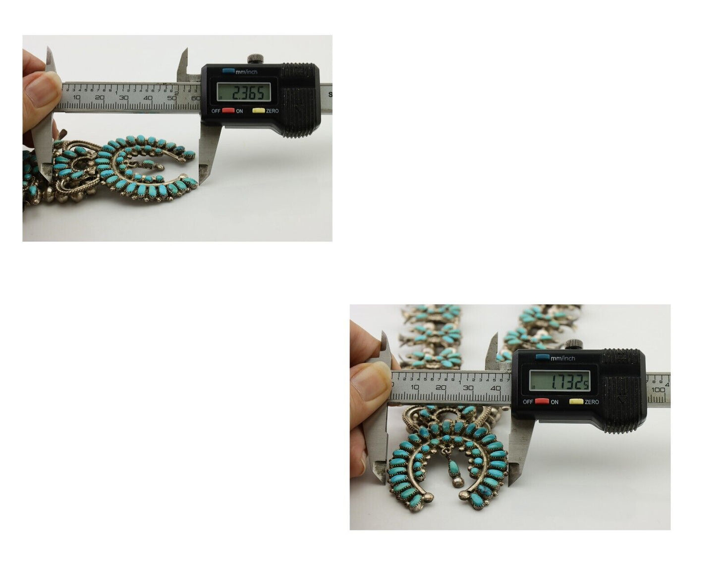 Zuni Squash Necklace 925 Silver Turquoise Signed Leonard & Lula Weebothee 1981