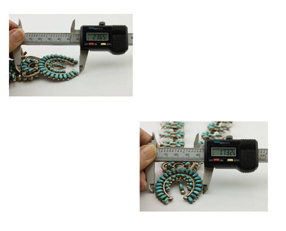 Zuni Squash Necklace 925 Silver Turquoise Signed Leonard & Lula Weebothee 1981