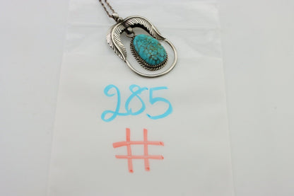 Navajo Necklace 925 Silver Turquoise Native American Artist Signed C.90's