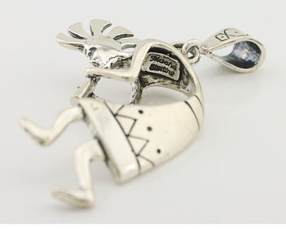 Navajo Kokopelli Pendant 925 Sterling Silver Artist Signed Masha C.80's