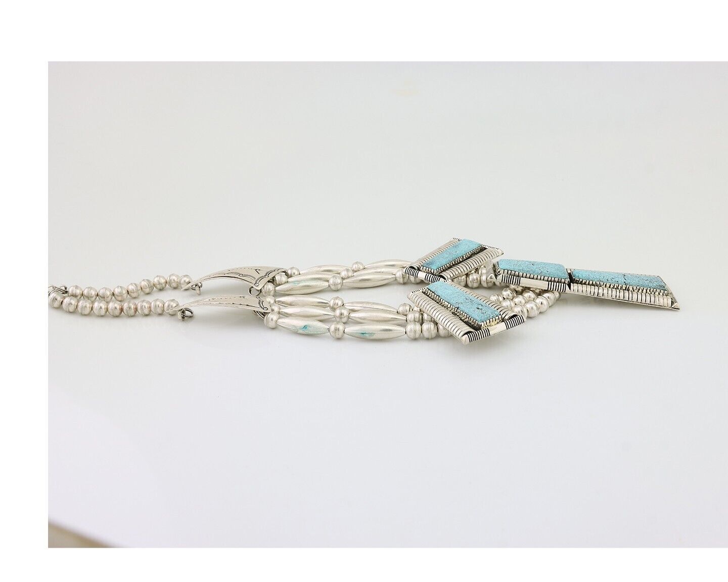 Navajo Necklace Mine 8 Turquoise Handmade Artist Signed D C.80's