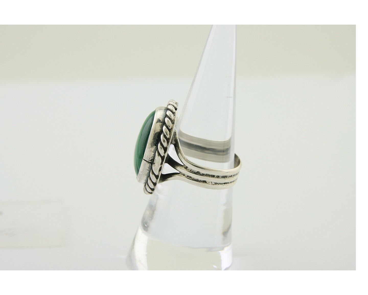Navajo Ring 925 Silver Natural Malachite Native American Artist C.80's