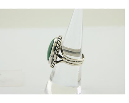 Navajo Ring 925 Silver Natural Malachite Native American Artist C.80's