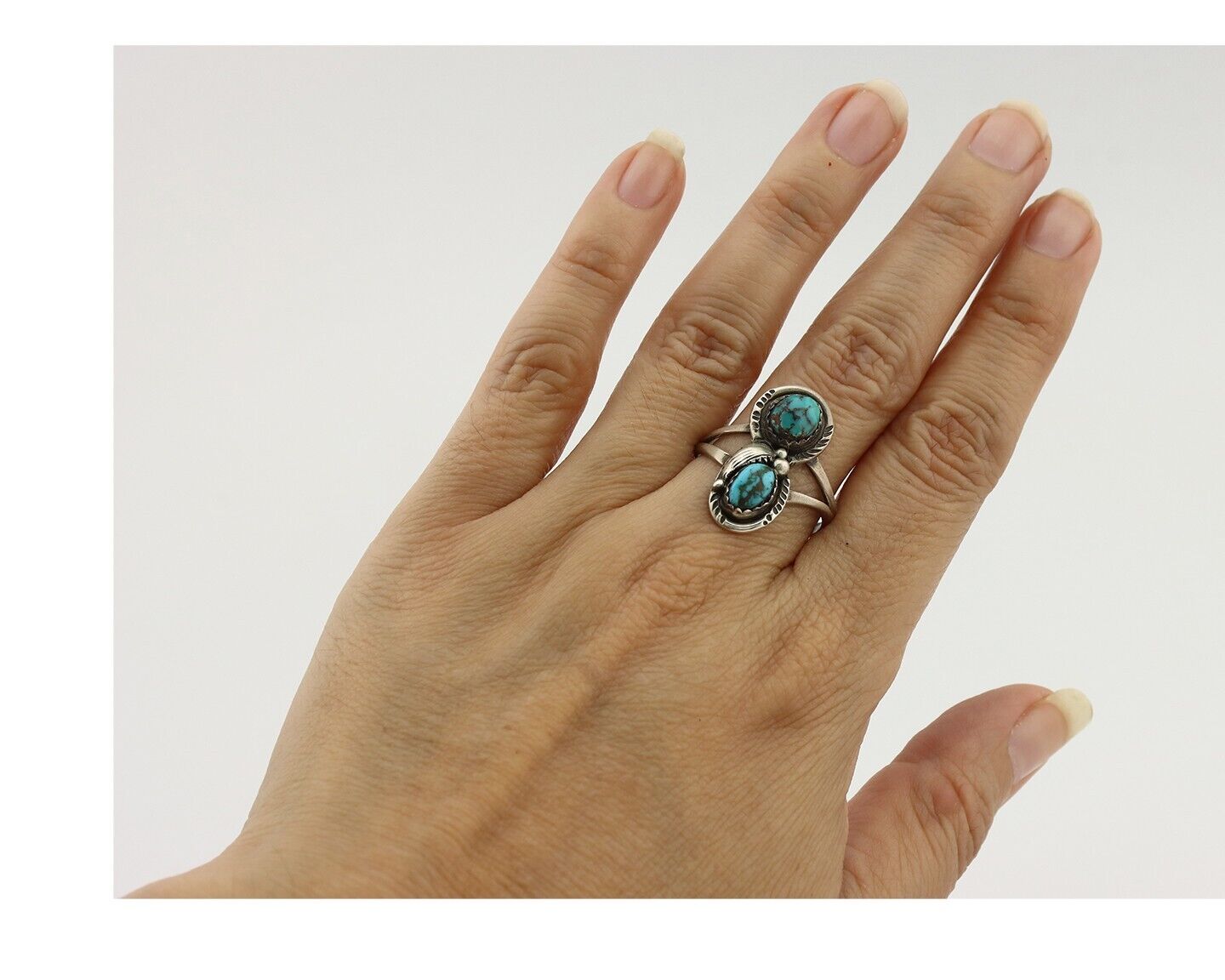 Navajo Ring 925 Silver Natural AAA Blue Spiderweb Turquoise Tom Willeto C.80's