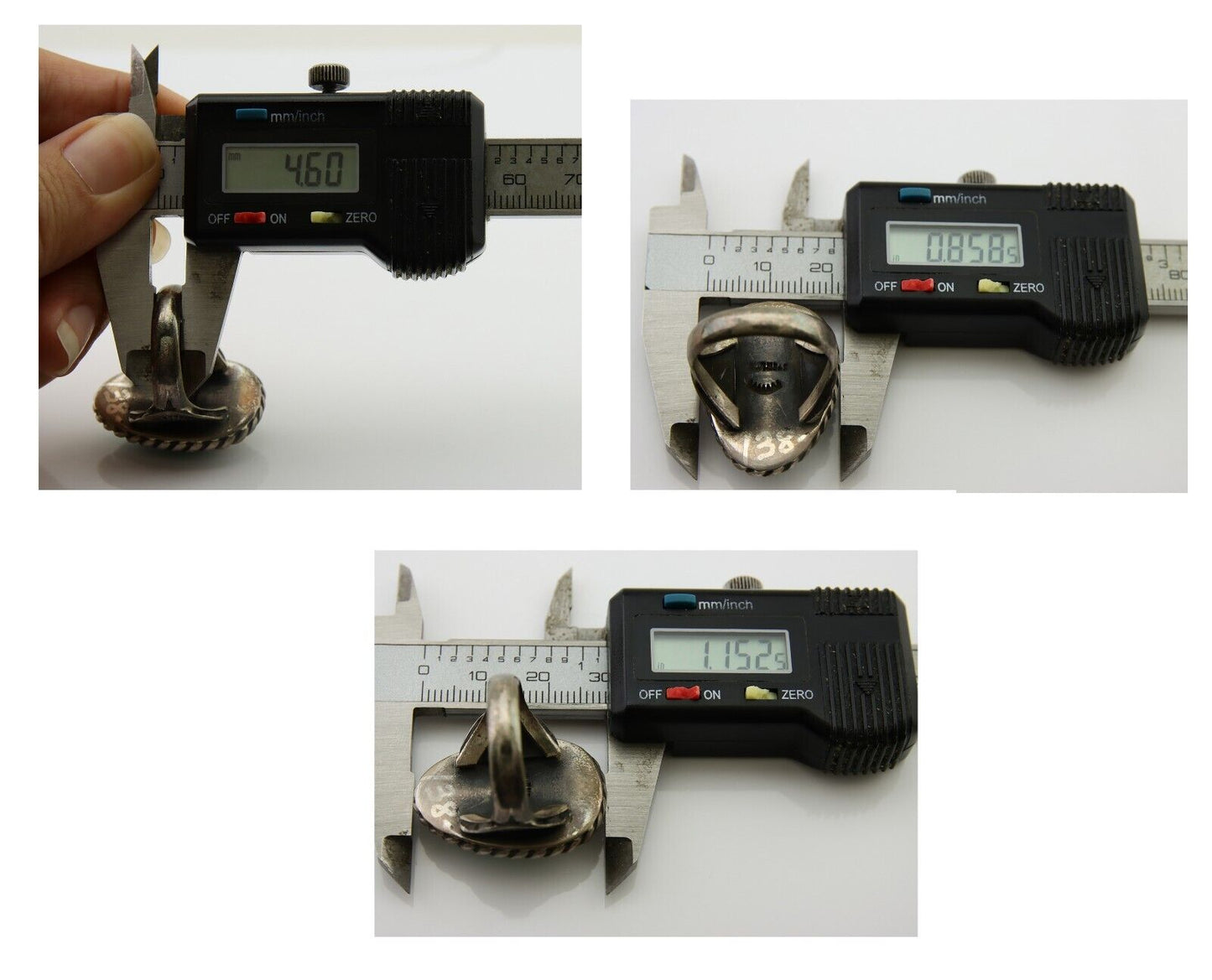 Men Navajo Ring 925 Silver Natural Slab Turquoise Signed Sunset C.80's