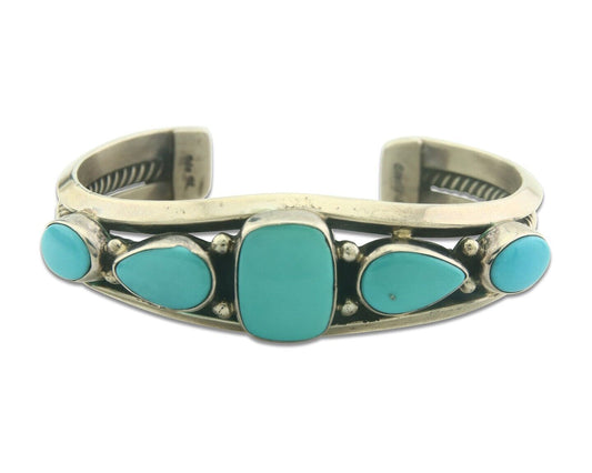 Navajo Bracelet 925 Silver Turquoise Cuff Artist Signed IDA M C.80's