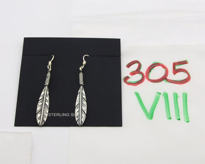 Navajo Eagle Feather Earrings Sterling Silver Dangle Vintage