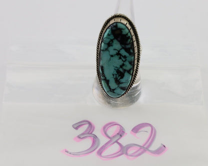 Navajo Handmade Ring 925 Silver Kingman Turquoise Artist Signed C.80's