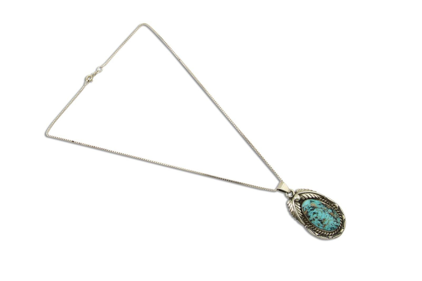 Navajo Necklace 925 Silver Blue Diamond Turquoise Artist Signed Sunrise C.80's