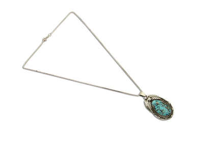 Navajo Necklace 925 Silver Blue Diamond Turquoise Artist Signed Sunrise C.80's
