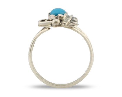 Navajo Ring .925 Silver Sleeping Beauty Turquoise Native American Artist C.80's