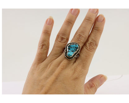 Navajo Handmade Ring 925 Silver Turquoise Signed Tony Guerro C.80's