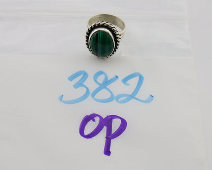 Navajo Ring 925 Silver Natural Malachite Native American Artist C.80's