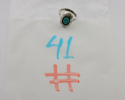 Navajo Ring 925 Silver Kingman Turquoise Native American Artist C.80's