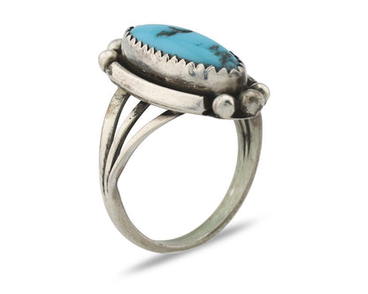 Navajo Ring .925 Silver Sleeping Beauty Turquoise Signed SkyStone Creations C80s