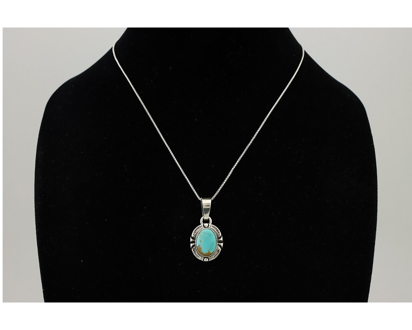 Navajo Necklace 925 Silver Kingman Turquoise Artist Signed Gecko C.90s