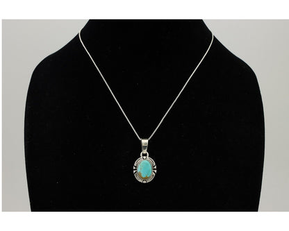 Navajo Necklace 925 Silver Kingman Turquoise Artist Signed Gecko C.90s
