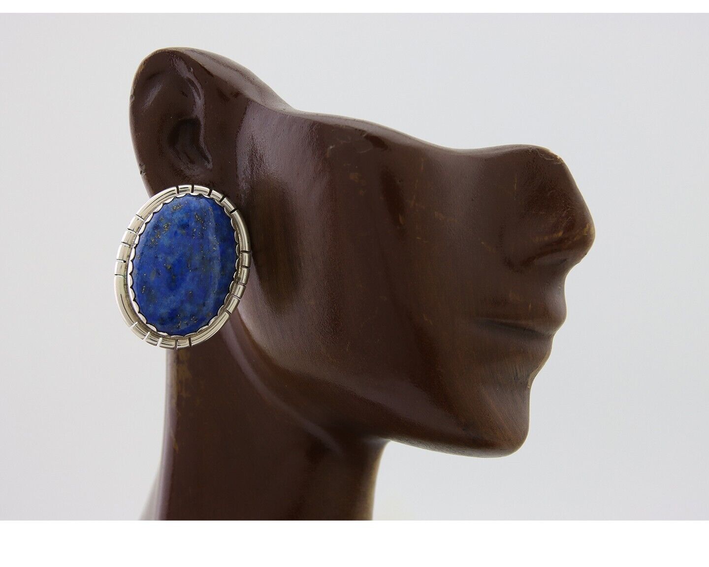 Navajo Paw Earrings 925 Silver Blue Denim Lapis Native American Artist C.80's