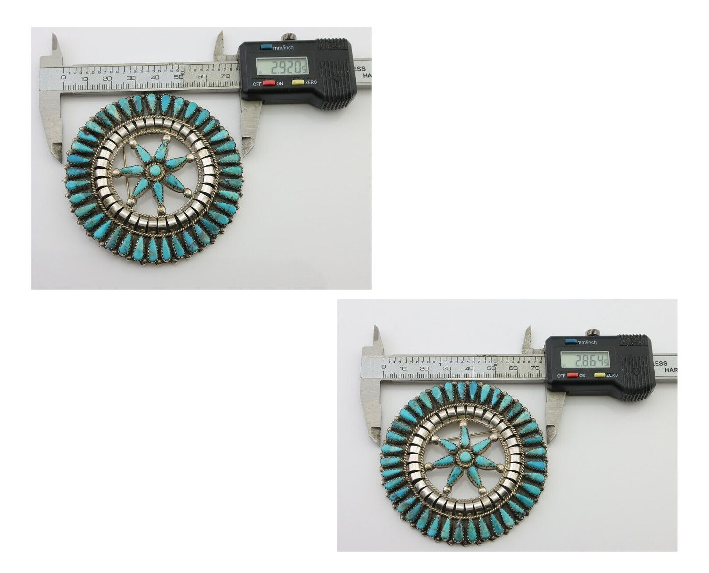 Navajo Pin Pendant 925 Silver Blue Turquoise Signed Tommy Lowe C.80's