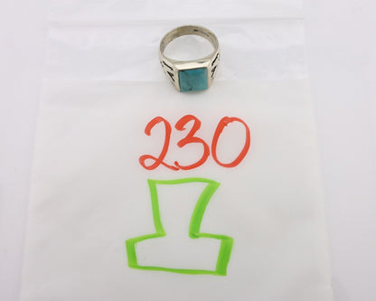 Navajo Ring 925 Silver Kingman Turquoise Signed Sun West Silver Company C.80's