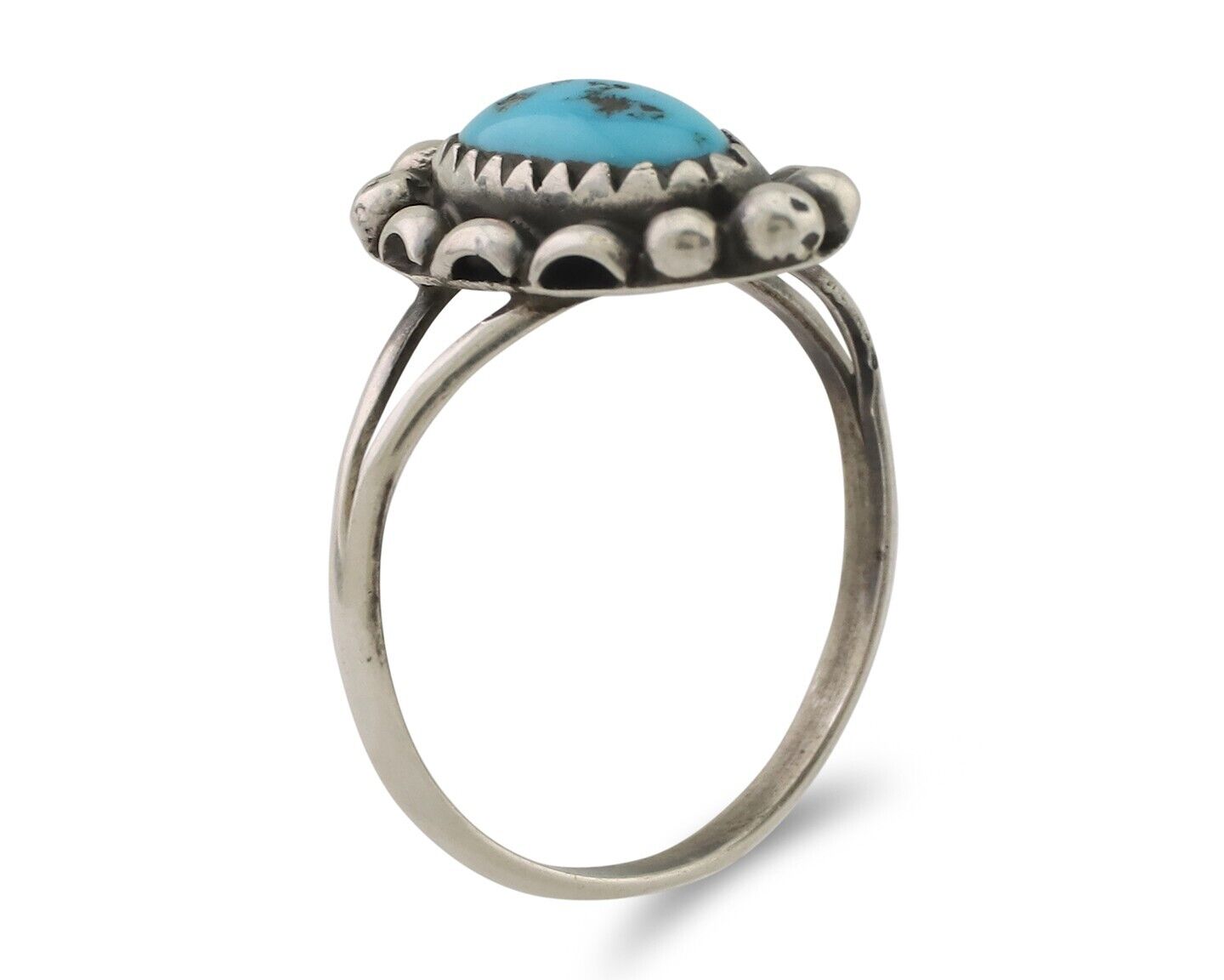 Navajo Ring 925 Silver Sleeping Beauty Turquoise Artist Signed SC C.80's