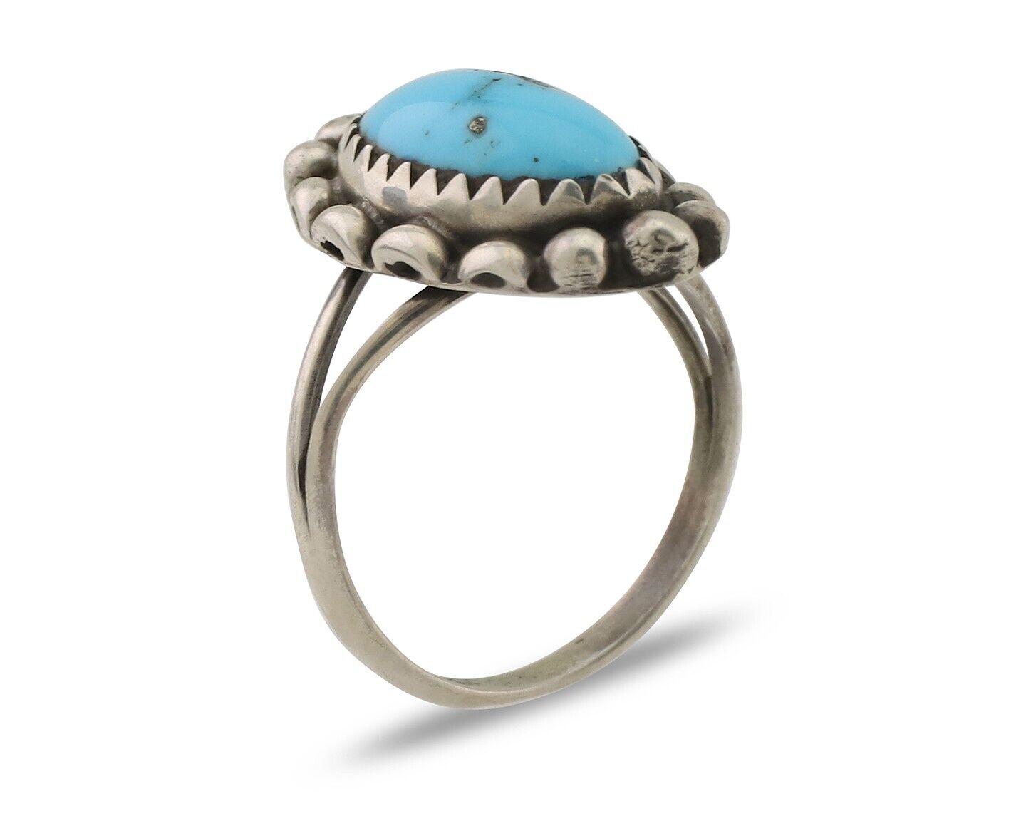 Navajo Ring 925 Silver Sleeping Beauty Turquoise Artist Signed SC C.80's