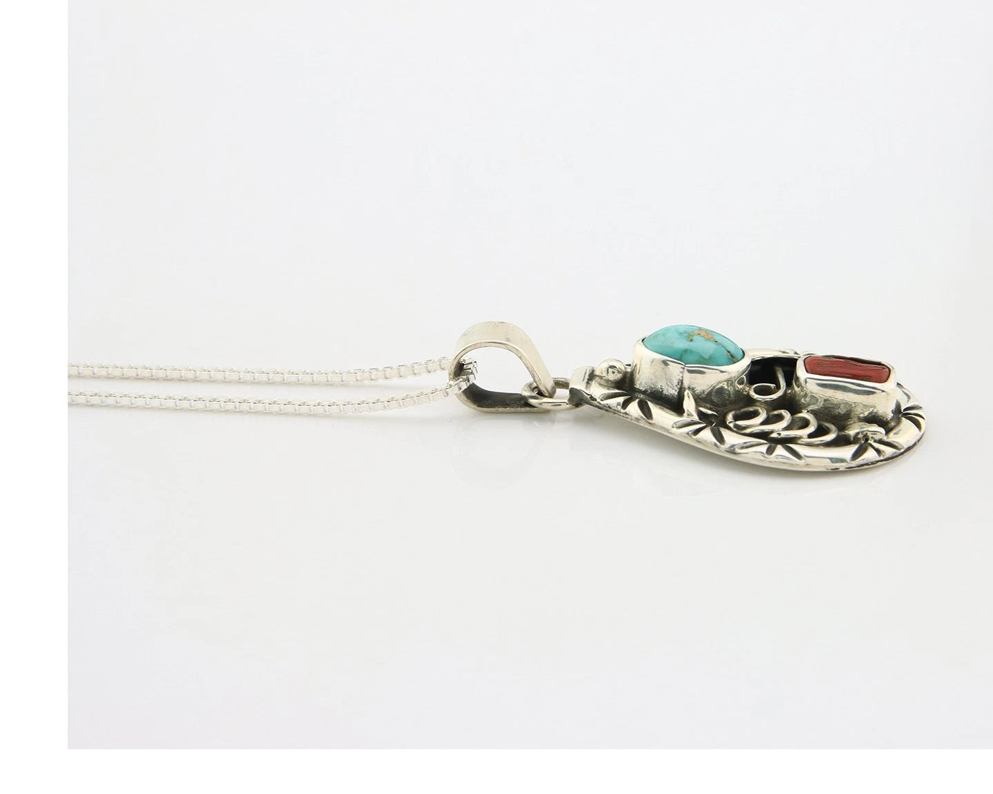 Navajo Necklace Sterling Authentic Gemstone Traditional Signed Teepee
