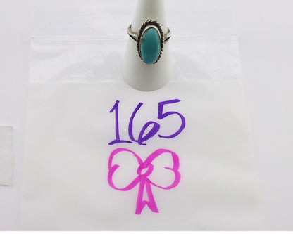 Navajo Ring 925 Silver Natural Kingman Turquoise Signed M Montoya C.80's