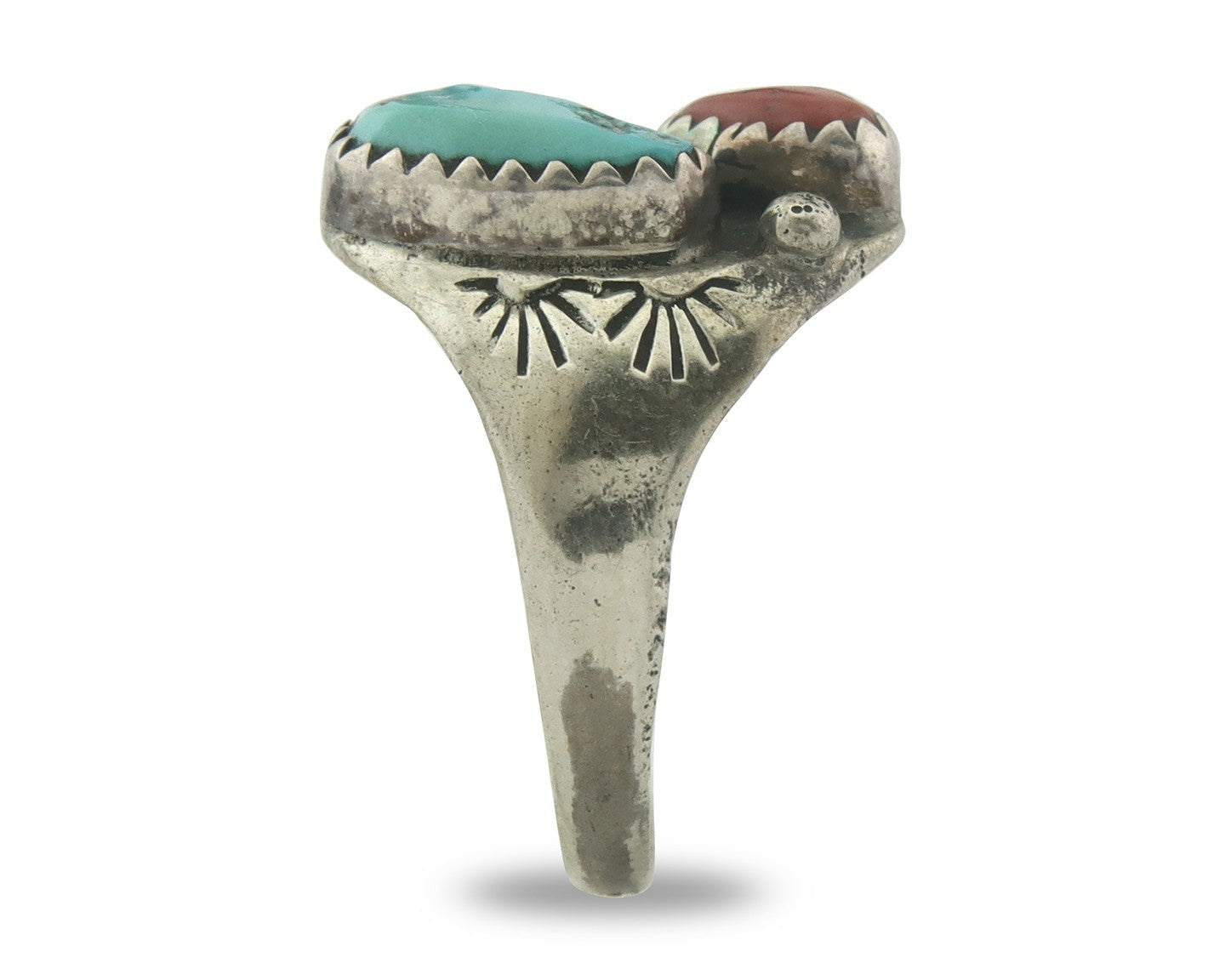 Vintage Navajo Ring 925 Sterling Silver Natural Gemstone Authentic Size 8.0