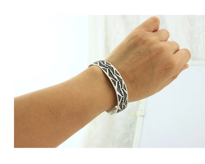 Navajo Cuff Bracelet 925 Sterling Silver Vintage Heavy Hand Stamped