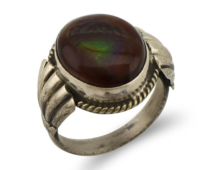 Navajo Handmade Ring 925 Silver Natural High Grade Fire Opal Native Artist C.80s