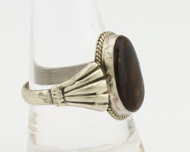 Navajo Handmade Ring 925 Silver Natural High Grade Fire Opal Native Artist C.80s
