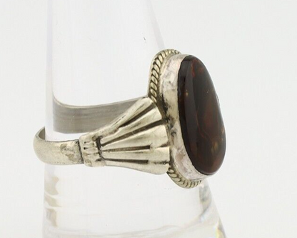 Navajo Handmade Ring 925 Silver Natural High Grade Fire Opal Native Artist C.80s