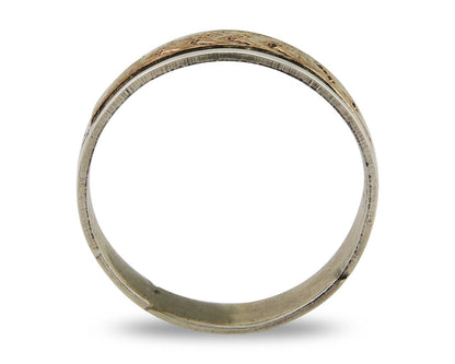 Navajo Handmade Ring 925 Silver & Gold Artist Signed E C.80's