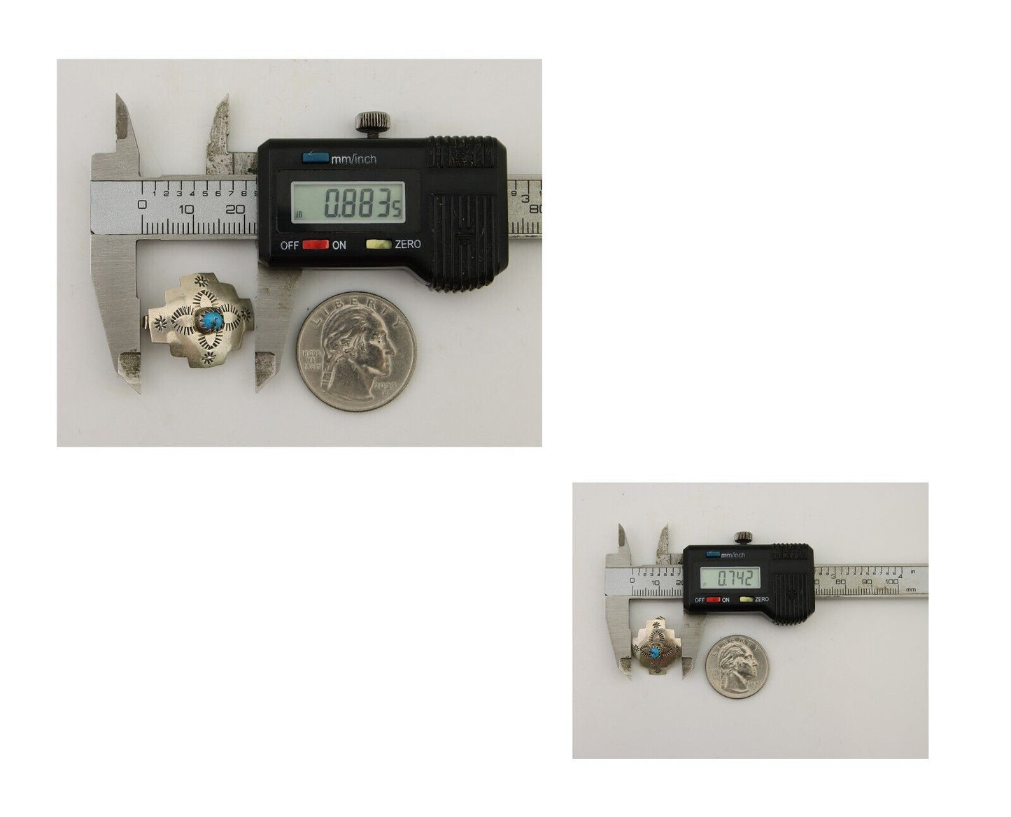 Navajo Hand Stamped Earrings 925 Silver Turquoise Native American Artist C.80's