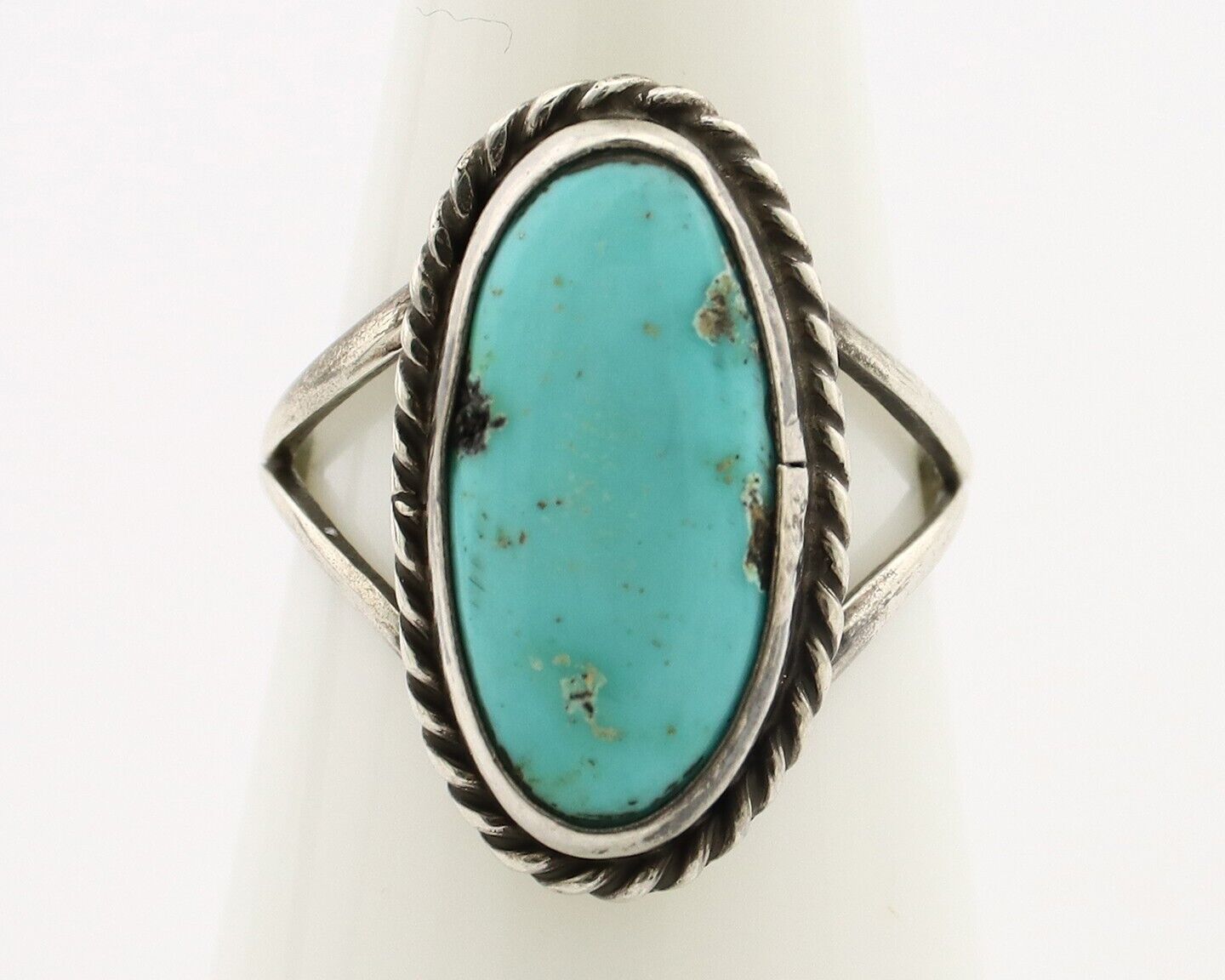 Navajo Ring 925 Silver Kingman Turquoise Artist Native American Signed C.80's