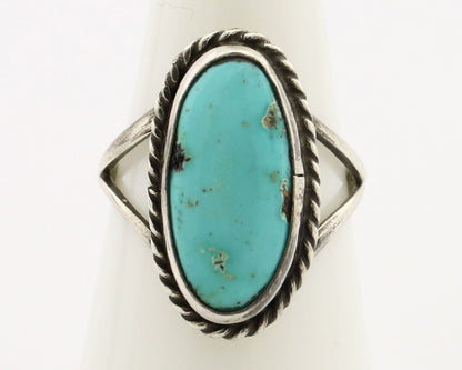 Navajo Ring 925 Silver Kingman Turquoise Artist Native American Signed C.80's