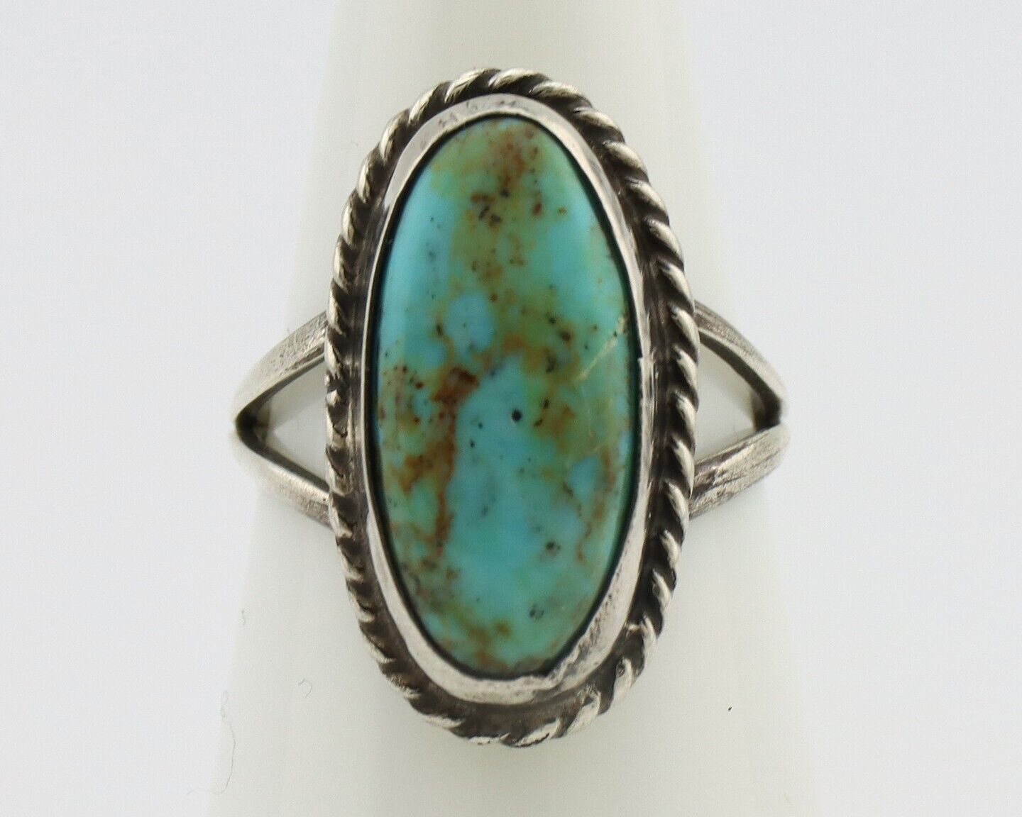 Navajo Ring 925 Silver Kingman Turquoise Native American Artist C.80's