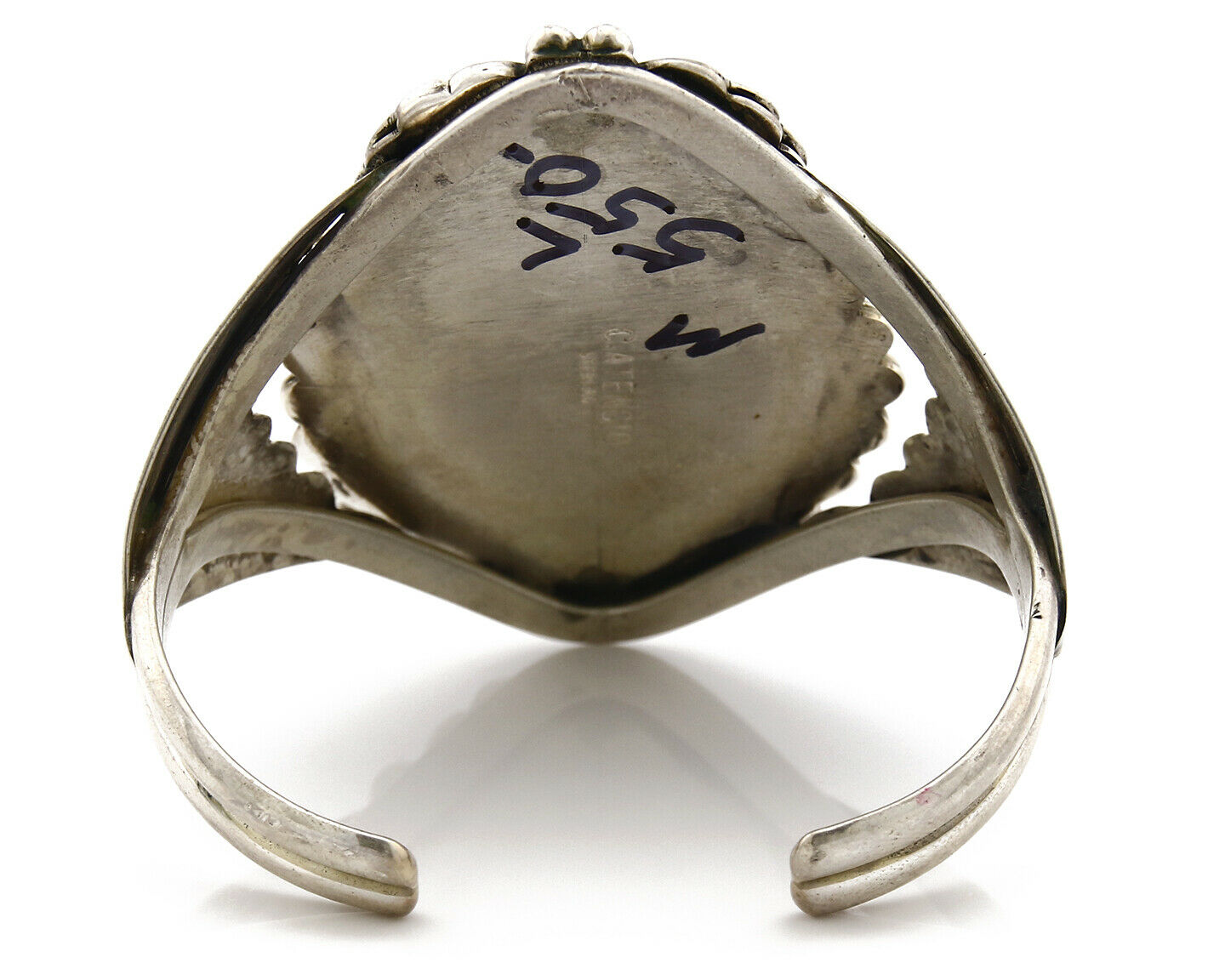 Navajo Bracelet .925 Silver Natural Mined Malachite Signed C. ATENCIO C.80's