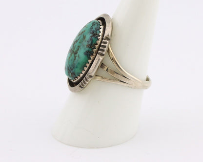Navajo Ring 925 Silver Spiderweb Turquoise Artist Signed William Denetdale C.80s