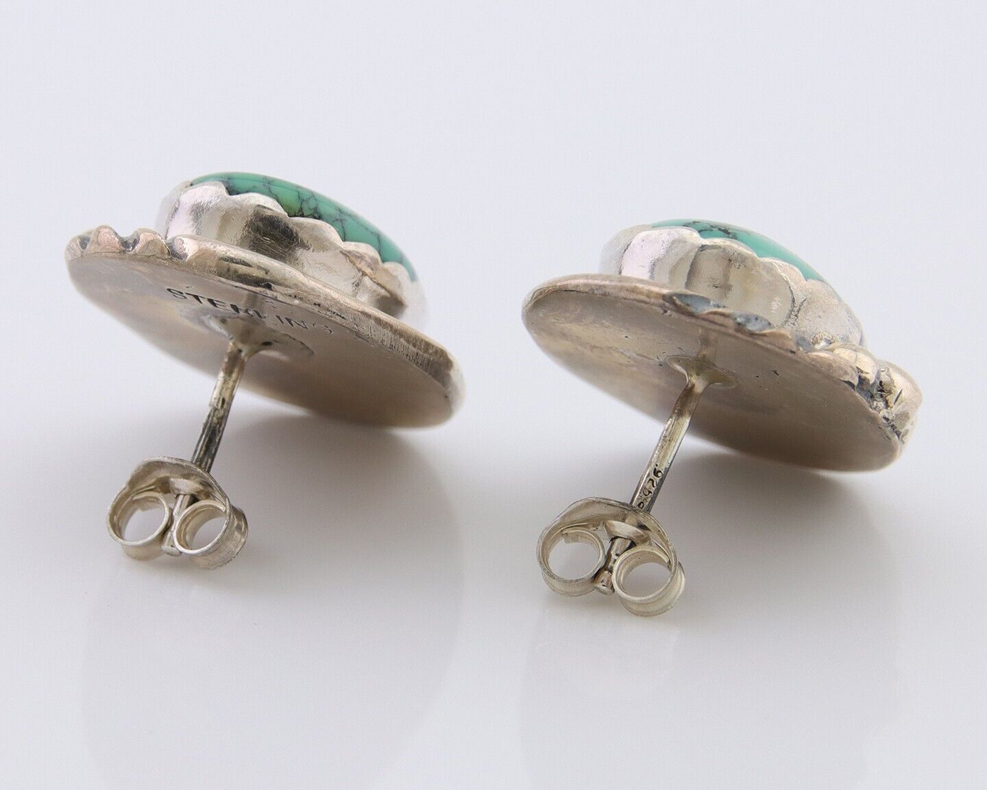 Navajo Paw Earrings 925 Silver Blue Turquoise Native American Artist C.80's