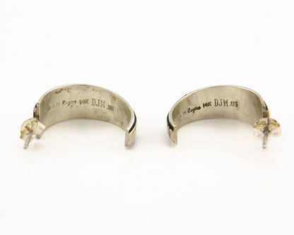 Navajo Hoop Earrings .925 Silver 14k SOLID Yellow GOLD MM Rogers & DJM