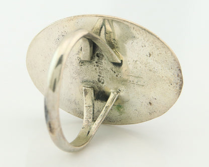 Navajo Tiwa Ring Sterling Silver Gemstone Vintage Native American Artist Sz 7.5