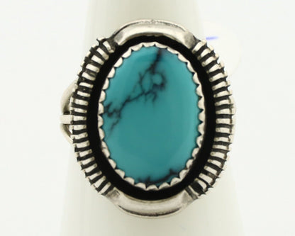 Navajo Ring 925 Silver Natural Blue Turquoise Artist Signed Larry Yazzie C.80's