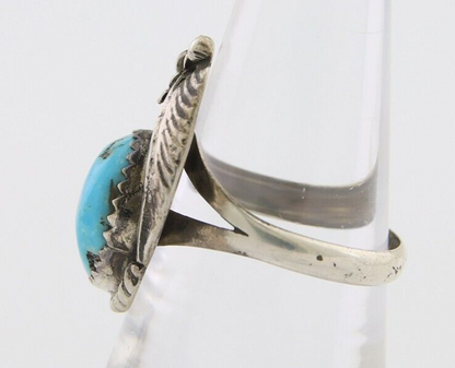 Navajo Ring 925 Silver Sleeping Beauty Turquoise Native American Artist C.80's