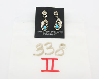 Navajo Earrings 925 Silver Natural Turquoise Native American Artist C.80's
