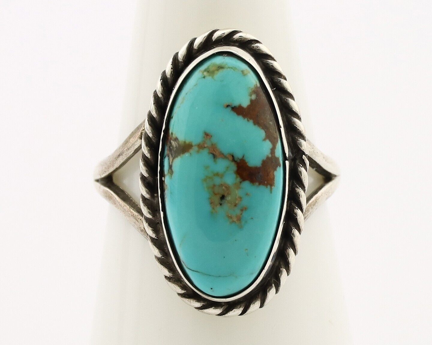 Navajo Ring 925 Silver Kingman Turquoise Native American Artist C.80's