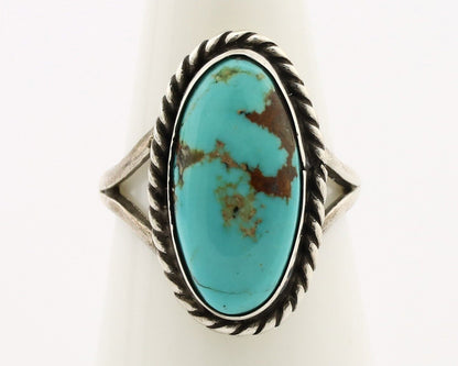 Navajo Ring 925 Silver Kingman Turquoise Native American Artist C.80's
